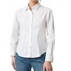 H&M White Poplin Stretch Cotton Shirt